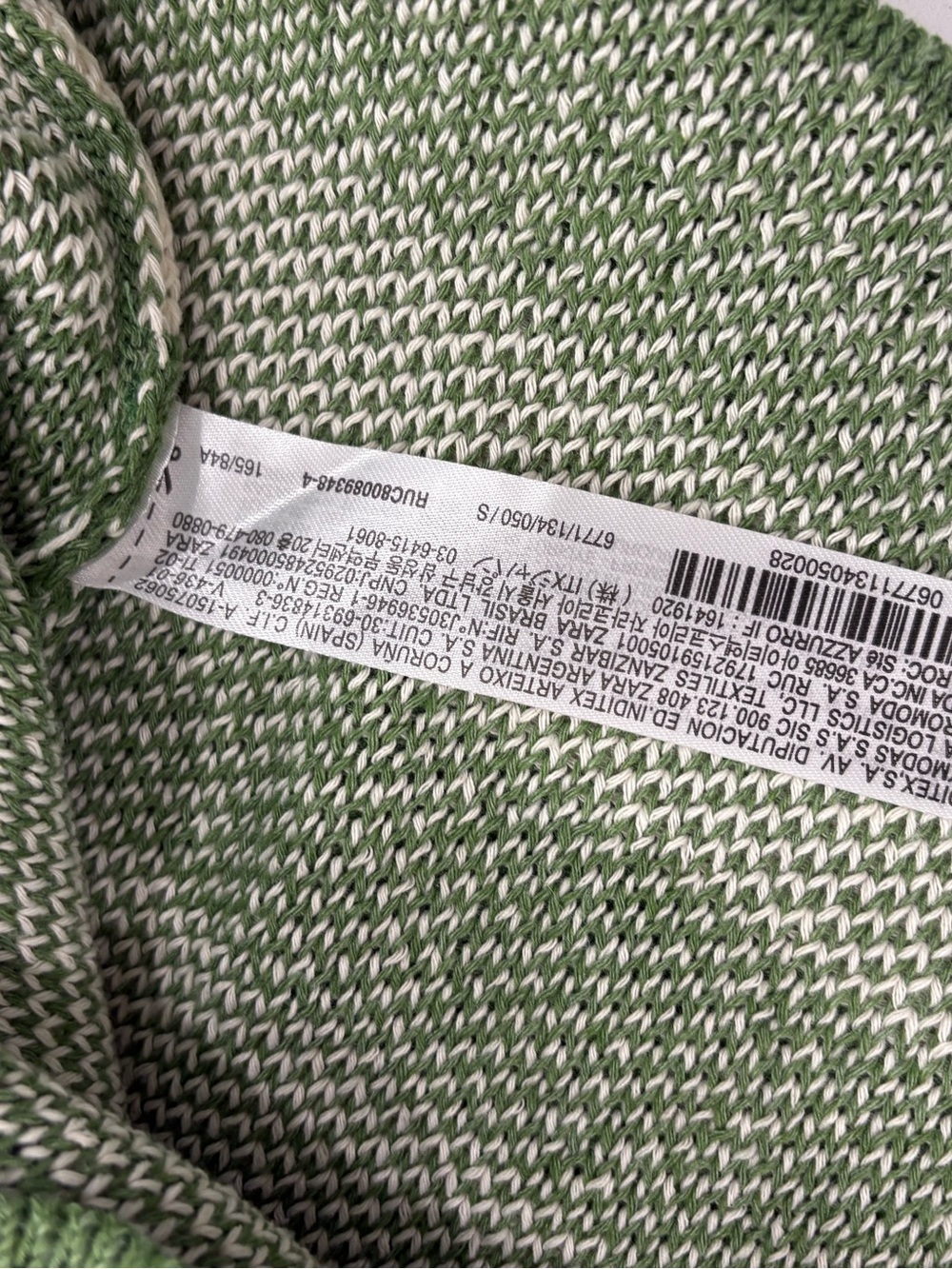 ZARA Green & Cream Striped Knit Cardigan Size Small - Picture 5 of 10
